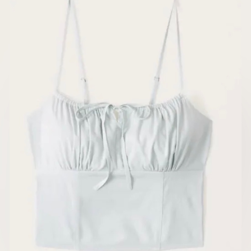 Abercrombie & Fitch Pastel Blue Tie Front Crop Top